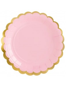 Pratos Rosa Recorte Dourado